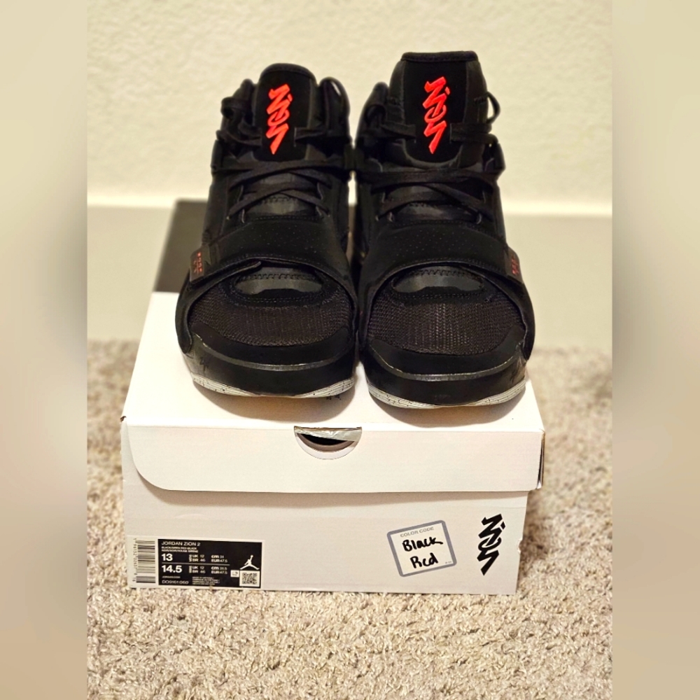 Jordan ZION 2. BLK. RED. CEMENT. SPECIAL EDITION. SUEDE. DS. SIZE 13